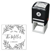 Elegante Botanische Familie Bookplate Zelfinktende Stempel (In situ)