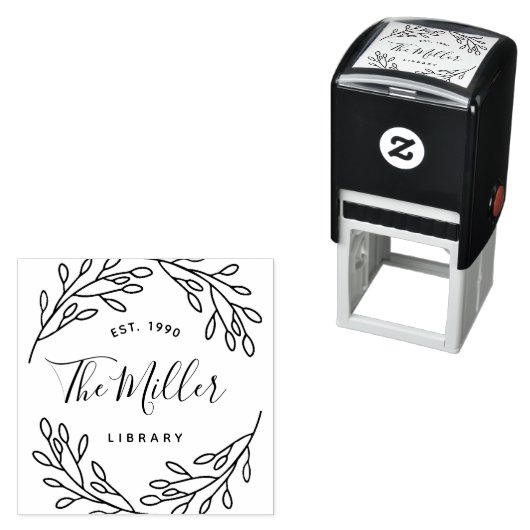 Elegante Botanische Familie Bookplate Zelfinktende Stempel (In situ)