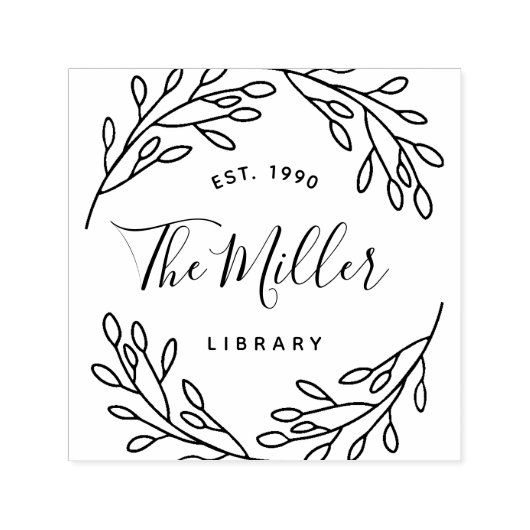 Elegante Botanische Familie Bookplate Zelfinktende Stempel (Design)