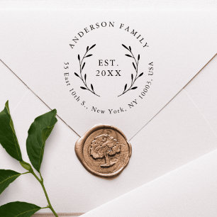 Elegante Botanische Familie Wedding Retour Adres Rubberstempel