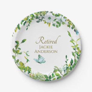 Elegante botanische FEITALLIJKE PENSIONERING Feest Papieren Bordje