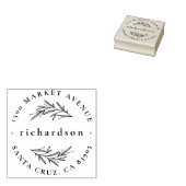 Elegante Botanische Formele Naam Ronde Terugkeerad Rubberstempel (Gestempeld)