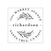 Elegante Botanische Formele Naam Ronde Terugkeerad Rubberstempel (Afrduk)