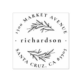 Elegante Botanische Formele Naam Ronde Terugkeerad Rubberstempel