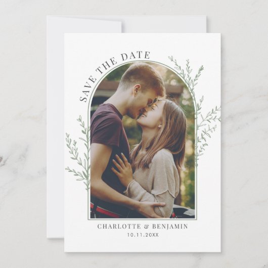 Elegante botanische foto bruiloft save the date (Voorkant)