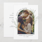 Elegante botanische foto bruiloft save the date (Voorkant / Achterkant)