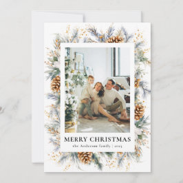 Elegante Botanische Foto Lijst Vrolijk Kerstfeest Feestdagenkaart