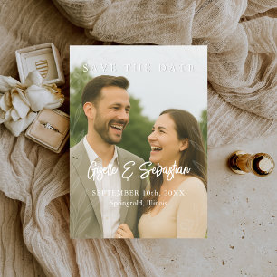 Elegante botanische foto romantisch schrift save the date