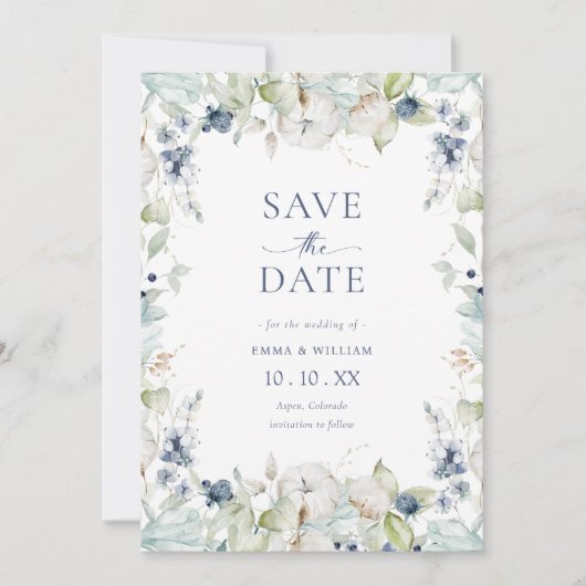 Elegante botanische foto save the date (Voorkant)