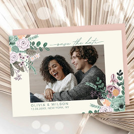 Elegante botanische foto save the date-aankondigin date