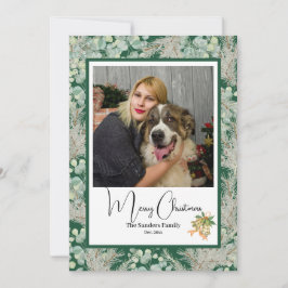 Elegante botanische foto vintage Kerstmis Feestdagenkaart