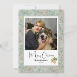 Elegante botanische foto vintage Kerstmis Grijs Feestdagenkaart