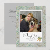 Elegante botanische foto vintage Kerstmis Grijs Feestdagenkaart (Voorkant / Achterkant)