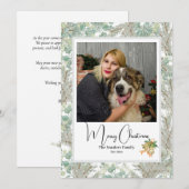 Elegante botanische foto vintage Kerstmis Wit Feestdagenkaart (Voorkant / Achterkant)