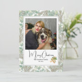 Elegante botanische foto vintage Kerstmis Wit Feestdagenkaart (Staand voorkant)