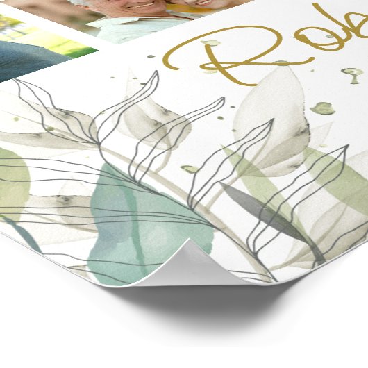 Elegante Botanische Fotocollage Begrafenis Welkom Poster (Hoek)