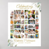 Elegante Botanische Fotocollage Begrafenis Welkom Poster (Voorkant)