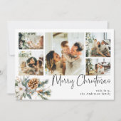 Elegante Botanische Fotocollage Kerstmis Feestdagenkaart (Voorkant)
