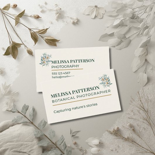 Elegante botanische fotograaf visitekaartje