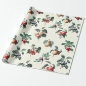 Elegante Botanische  Fruit op Wit Cadeaupapier (Uitgerold)