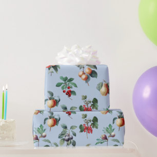 Elegante Botanische  Fruit Soft Blue Cadeaupapier
