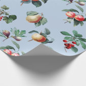Elegante Botanische  Fruit Soft Blue Cadeaupapier (Hoek)