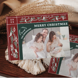 Elegante Botanische Garland One Photo Christmas Feestdagenkaart