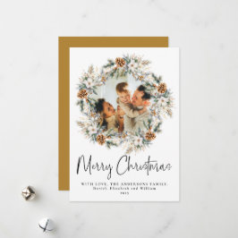 Elegante botanische gebladerte krans | Foto van Ke Feestdagenkaart