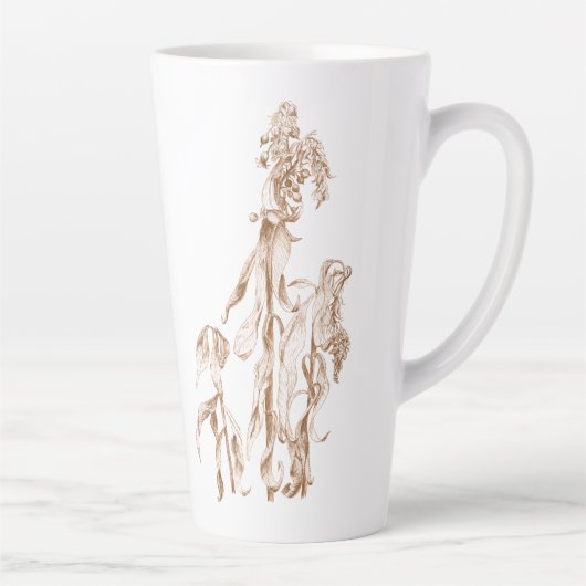 Elegante Botanische Gezellige Inkt Kunst Latte Mok (Rechts)