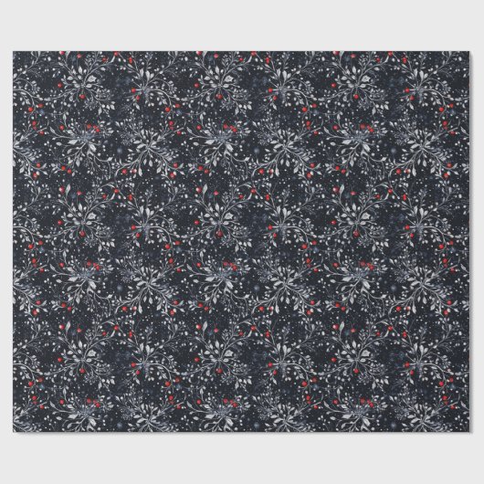 Elegante Botanische Gotische Kerst Cadeaupapier (Vlak)