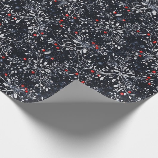 Elegante Botanische Gotische Kerst Cadeaupapier (Hoek)