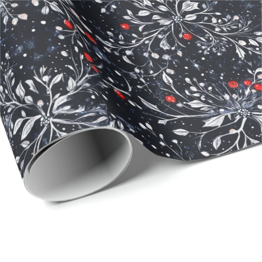 Elegante Botanische Gotische Kerst Cadeaupapier (Rol Hoek)
