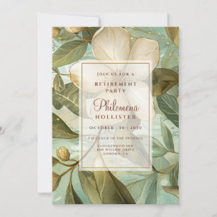 Elegante Botanische Goud Groene Bloemen Pensioen Kaart