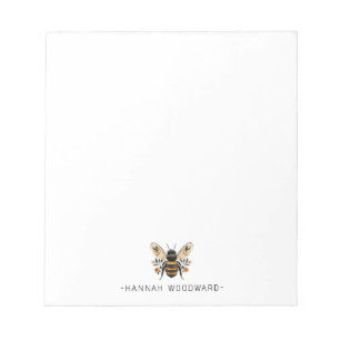 Elegante Botanische Gouden Bij Persoonlijk  Notitieblok