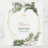 Elegante Botanische Gouden Doop Wijn Etiket (Enkel label)