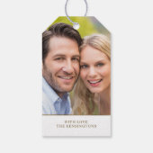 Elegante Botanische Gouden Folie Lijst Kerst Foto Cadeaulabel (Achterkant)