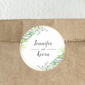 Elegante Botanische Gouden Groen Bruiloft Ronde Sticker