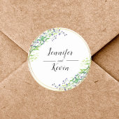 Elegante Botanische Gouden Groen Bruiloft Ronde Sticker