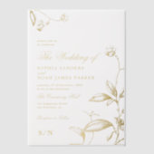 Elegante  botanische gouden kalligrafie bruiloft vellum uitnodigingen (Voorkant)