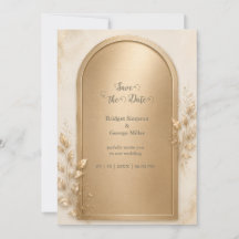 Elegante botanische gouden metalen trouwboog