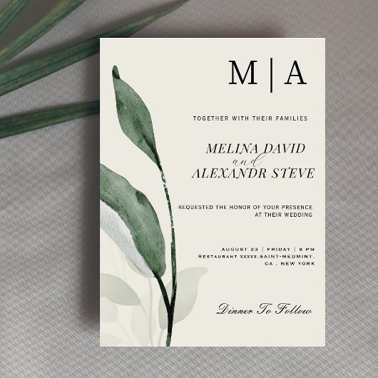 Elegante botanische Greenery eucalyptus bruiloft Kaart