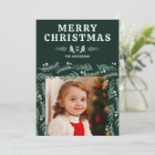 Elegante botanische grens kardinaal Kerstmis Feestdagenkaart (Staand voorkant)