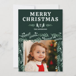 Elegante botanische grens kardinaal Kerstmis Feestdagenkaart