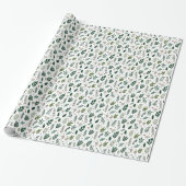 Elegante botanische groen & bes cadeaupapier (Uitgerold)