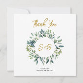 Elegante botanische groen bladeren Bruiloft Bedankkaart (Achterkant)