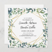 Elegante botanische groen bladeren Bruiloft Kaart (Voorkant / Achterkant)