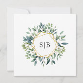 Elegante botanische groen bladeren Bruiloft Kaart (Achterkant)