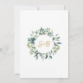 Elegante botanische groen bladeren Bruiloft Kaart (Achterkant)