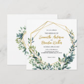 Elegante botanische groen bladeren Bruiloft Kaart (Voorkant / Achterkant)