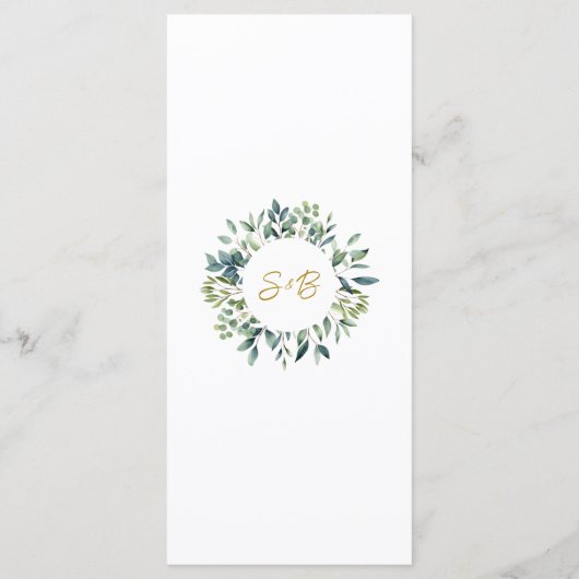 Elegante botanische groen bladeren Bruiloft Menu (Achterkant)